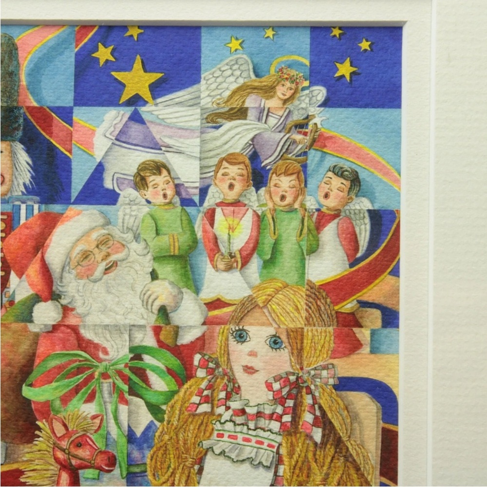 Elinor Sethman Signed Medium Watercolor Painting Kaleidoscope Of Christmas Past - Picture 4 of 10